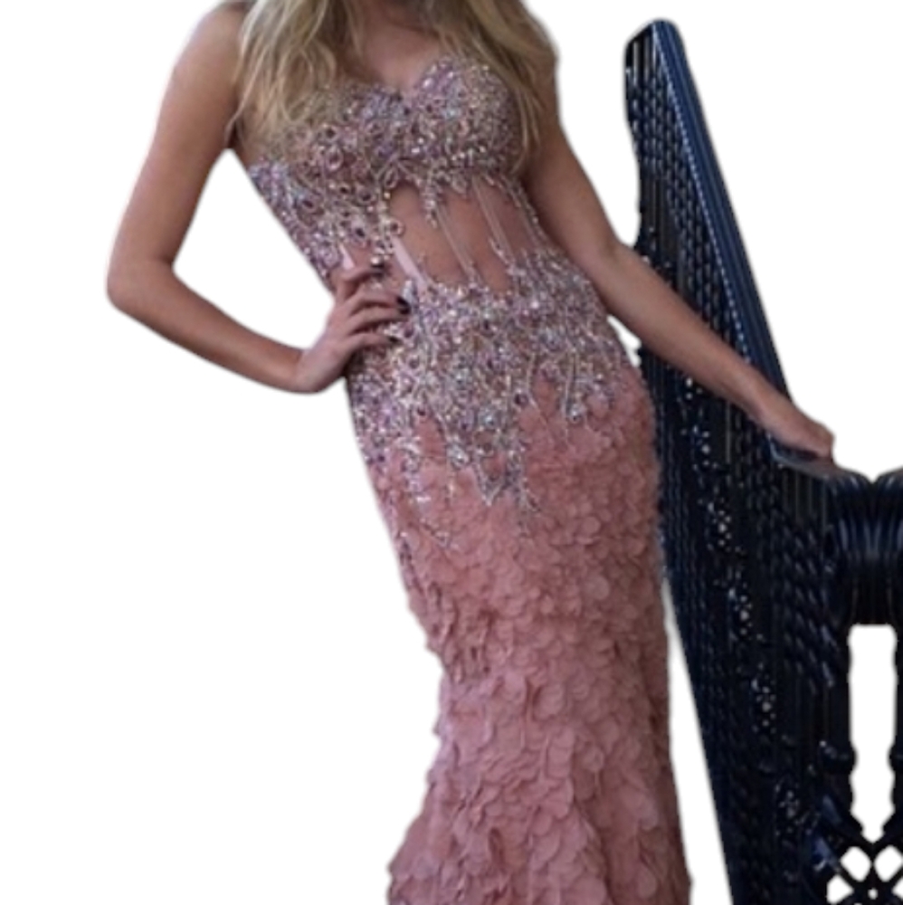 Jovani Beaded Formal Dress Size 8 Pink